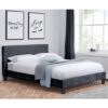 Berlin Fabric Double Bed In Black Crushed Velvet