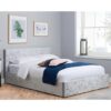 Berlin Fabric Ottoman Double Bed In Steel Crushed Velvet