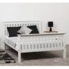 Merlin Wooden High Foot End King Size Bed In White