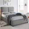 Oakland Fabric Double Bed In Light Grey With Dark Oak Legs