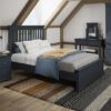 Skokie Wooden Double Bed In Midnight Grey