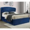 Warwick Velvet Ottoman Storage Double Bed In Blue