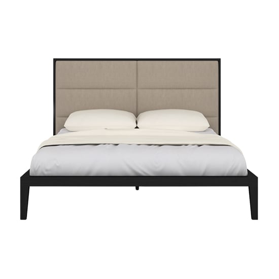 Ogen King Size Bed In Wenge With Beige Fabric Headboard