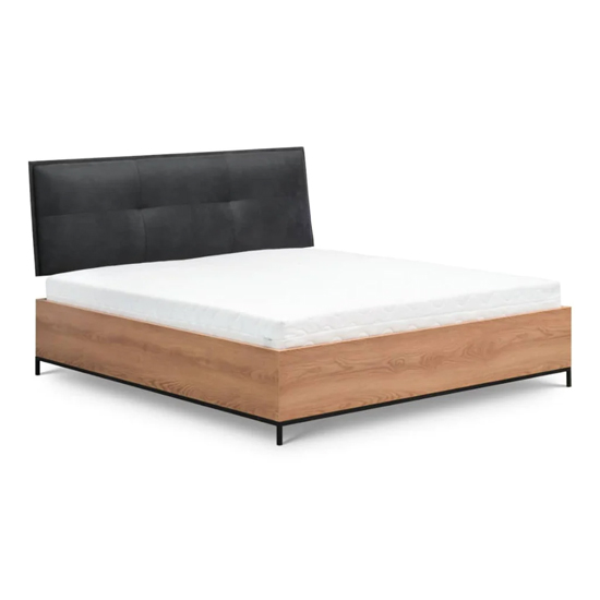 Lowell Wooden Ottoman Double Bed In Caramel Oak