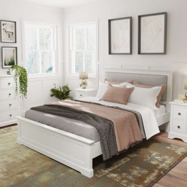 Belton Wooden Double Bed In White