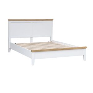 Elkin Wooden King Size Bed In White And Oak