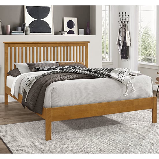 Aizza Wooden Single Bed In Honey Oak