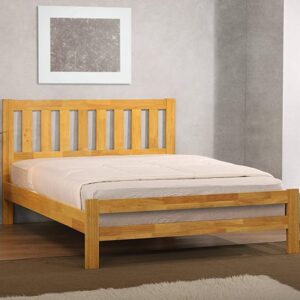 Kairos Solid Hardwood Double Bed In Natural Oak