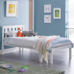 Lajita Wooden Single Bed In Surf White