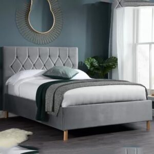 Laxly Fabric Ottoman Small Double Bed In Grey