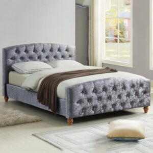 Malise Crushed Velvet Double Bed In Silver