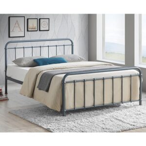 Miami Victorian Style Metal Small Double Bed In Grey