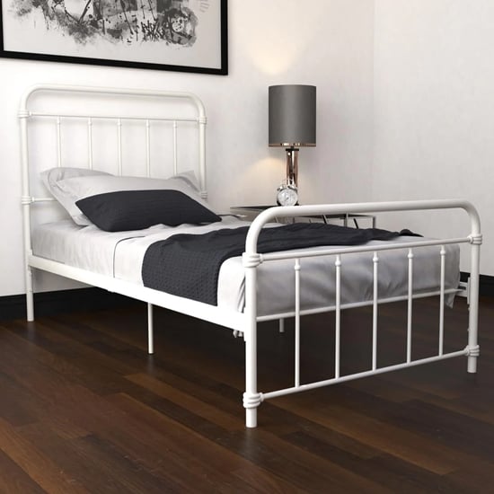 Wallach Metal Single Bed In White