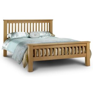 Achaia Wooden High Foot End King Size Bed In Oak