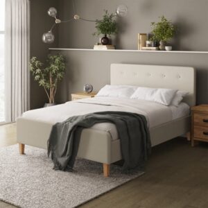 Alkham Fabric King Size Bed In Natural