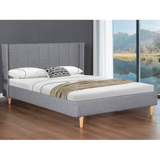 Allegro Fabric King Size Bed In Grey