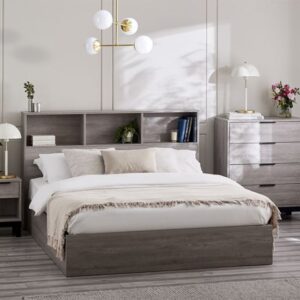 Baara Wooden Ottoman Storage Double Bed In Grey Oak