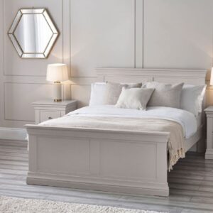 Calida Wooden King Size Bed In Light Grey