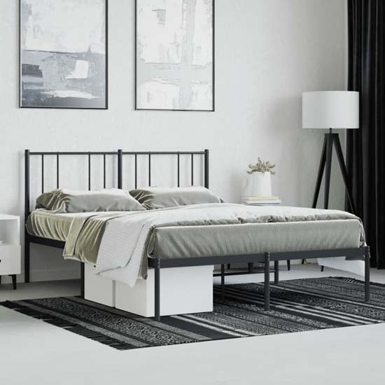 Devlin Metal Double Bed With Headboard In Black