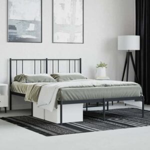 Devlin Metal King Size Bed With Headboard In Black