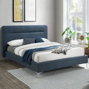 Finns Fabric King Size Bed In Steel Blue