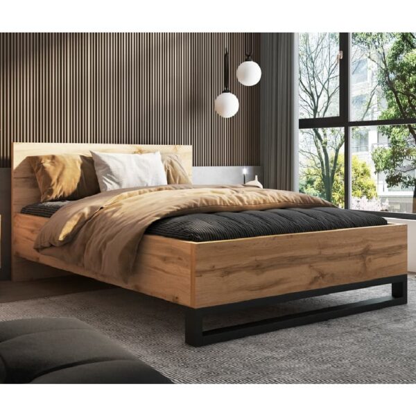 Hamburg Wooden Double Bed In Wotan Oak