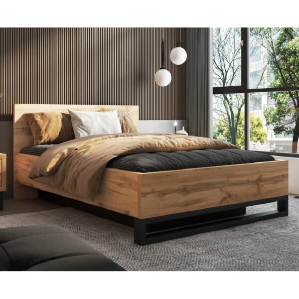 Hamburg Wooden Storage Ottoman Double Bed In Wotan Oak