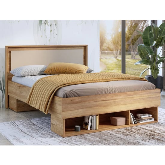 Irving Divan Wooden King Size Bed In Mauvella Oak