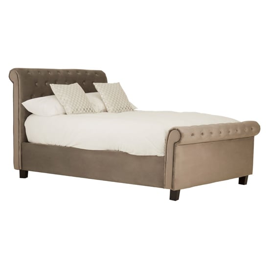 Lionrock Velvet Storage Ottoman Double Bed In Brushed Steel