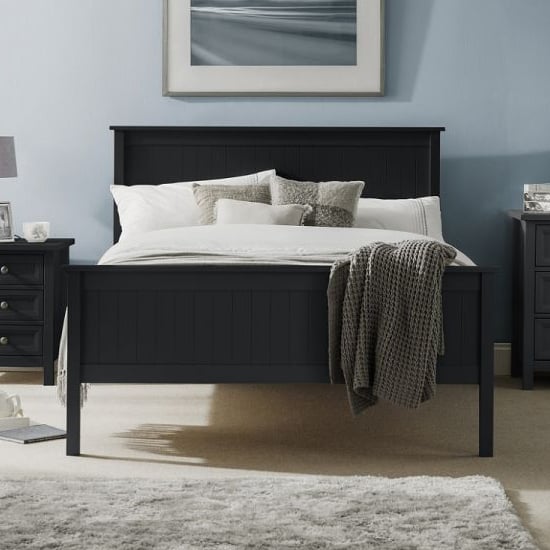 Madge Wooden King Size Bed In Anthracite