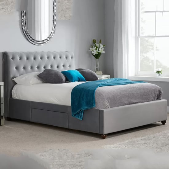 Marlowe Fabric Storage Double Bed In Grey