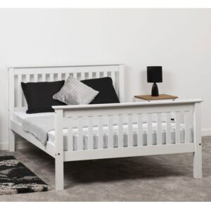 Merlin Wooden High Foot End Double Bed In White