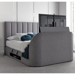 Milton Ottoman Marbella Fabric Super King Size TV Bed In Grey