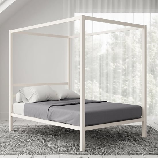 Modena Metal Canopy Double Bed In White