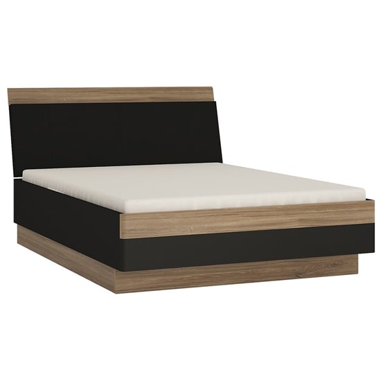 Moneti Wooden King Size Bed In Stirling Oak And Matt Black