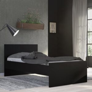 Nakou Wooden Single Bed In Matt Black