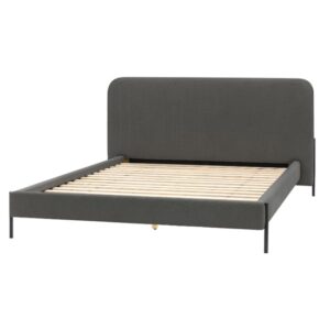 Odense Fabric Double Bed With Black Legs In Grey