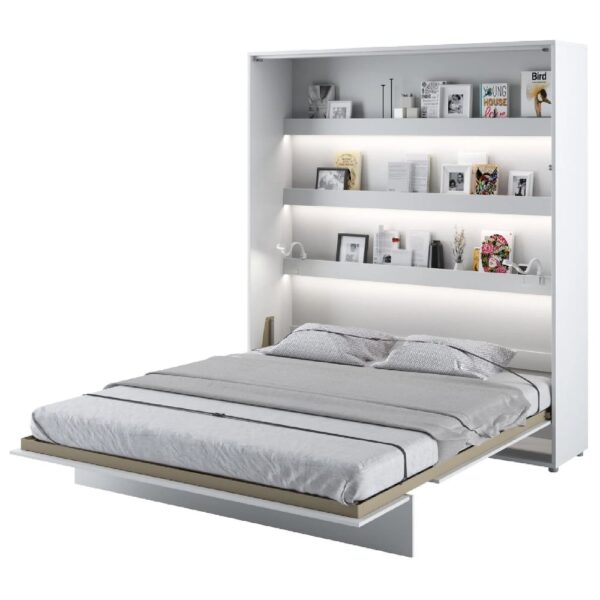 Vashon Vertical Wall Wooden Super King Size Bed In Matt White