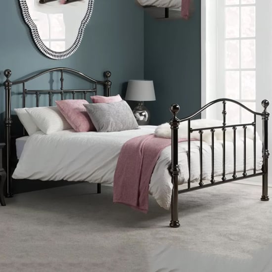 Vittorio Metal Double Bed In Black Nickel