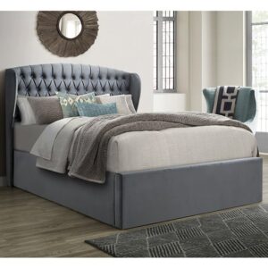 Warwick Velvet Ottoman Storage King Size Bed In Grey