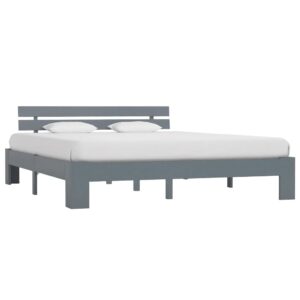 Absecon Wooden King Size Bed In Grey