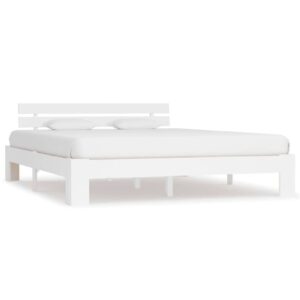 Absecon Wooden King Size Bed In White