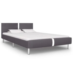 Anaheim Faux Leather Double Bed In Grey