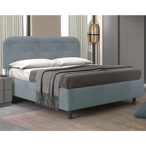 Choctaw Fabric Small Double Bed In Sky Blue