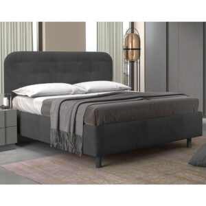 Choctaw Fabric Small Double Bed In Steel Grey