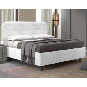 Choctaw Leather Small Double Bed In White