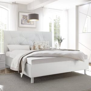 Victoria Fabric Super King Size Bed In Matt White